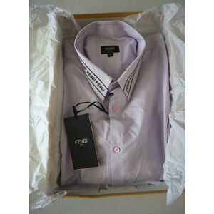 Fendi Men's Sz 42 US XS Peonia Pink Embroidered Collar L/S Button-Up Shirt